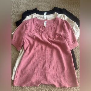 Chic Pink, White and Black Blouse with Elegant Design Bundle